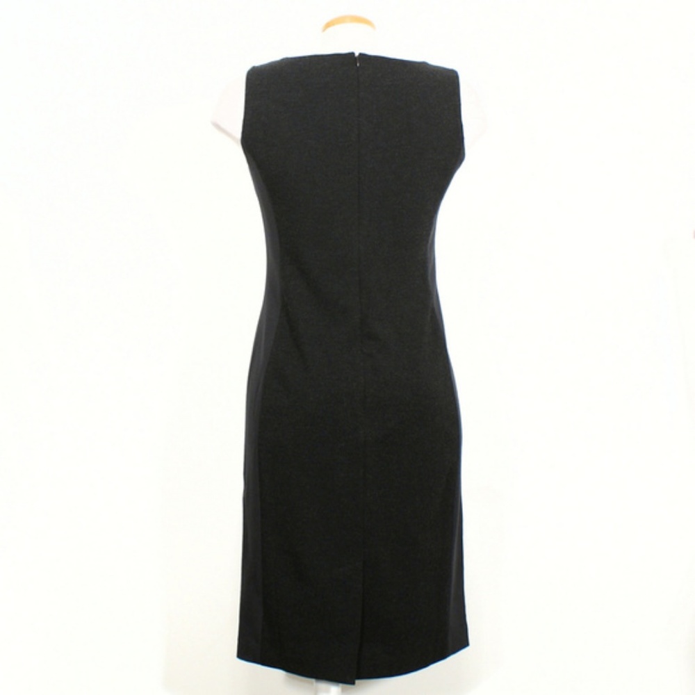Eileen Fisher Black Gray Silk Sheath Dress 6 - Picture 2 of 8